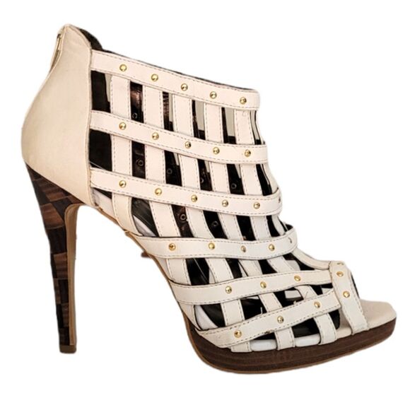 Women's Sandal Stiletttos summer boots studded BABY PHAT Marianela white 10 - Picture 1 of 12